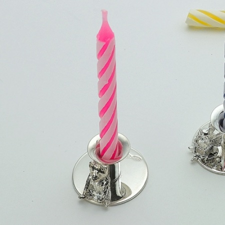 Teddy Bear Birthday Candle Holder, Personalised, Sterling Silver, Hallmarked